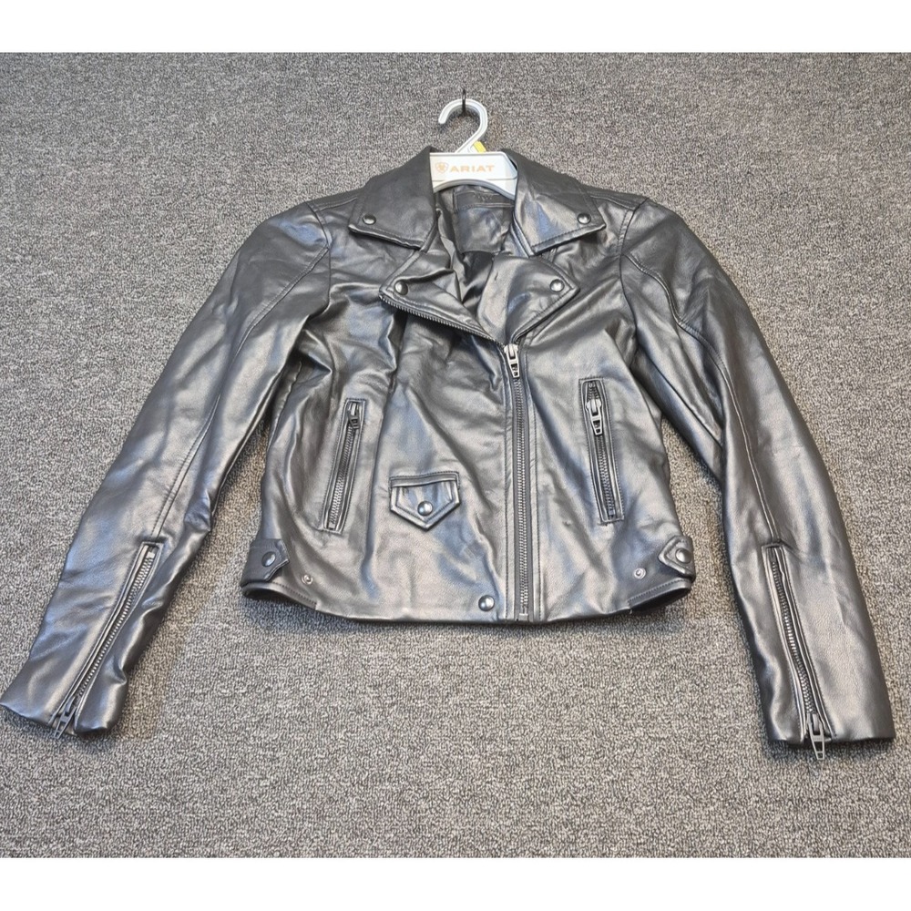 BlankNYC Biker Jacket Womens Small Black Faux Leather Cropped Asymmetrical Zip
